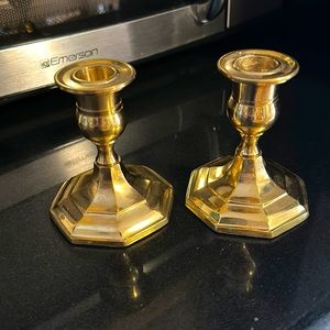 Anthropologie Gold Candlestick Holders